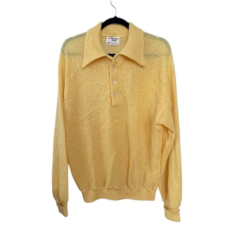 WHITE RAM Vintage Wool Mohair Sweater Collar Yellow Gold M - Picture 3 of 8